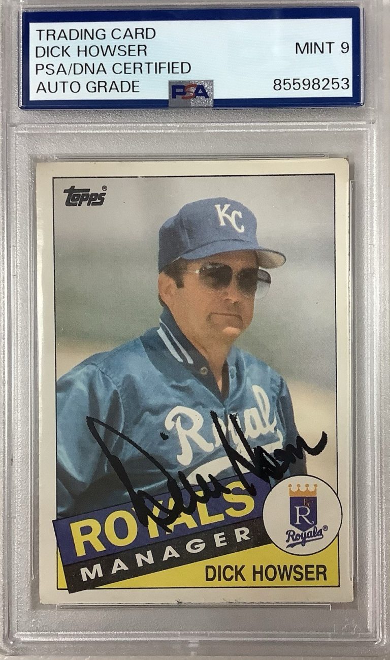 Dick Howser Signed 1985 Topps #334 Baseball Card Royals Autograph PSA/DNA Mint 9