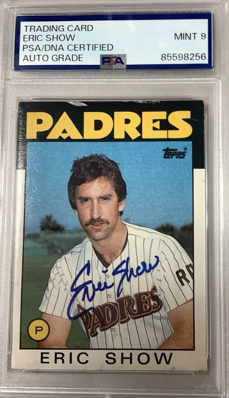 Eric Show Signed 1986 Topps #762 Baseball Card Padres Autograph PSA/DNA Mint 9