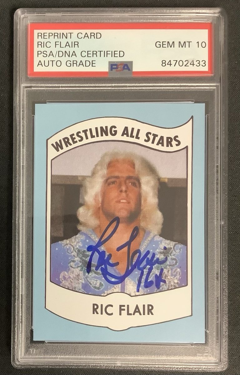 Ric Flair Signed 1982 Wrestling Stars #27 Rookie Card RP 16x HOF PSA/DNA Auto10