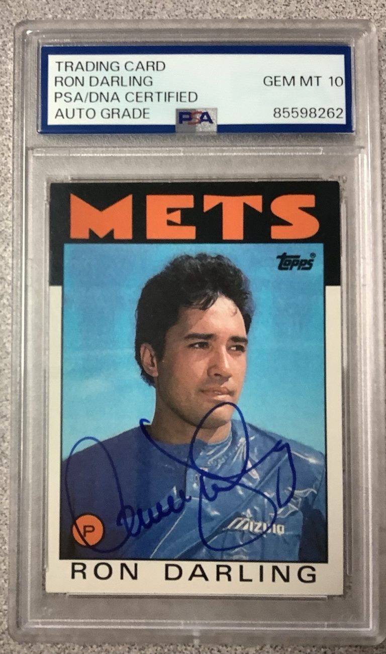 Ron Darling Signed 1986 Topps #144 Baseball Card Mets Autograph PSA/DNA Gem 10