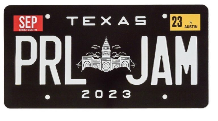 Pearl Jam License Plate 9/19/2023 Austin N2 Eddie Vedder Texas Cowboy Boots
