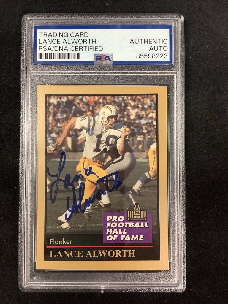 Lance Alworth Signed 1991 #3 Enor Football Card HOF Chargers Autograph PSA/DNA
