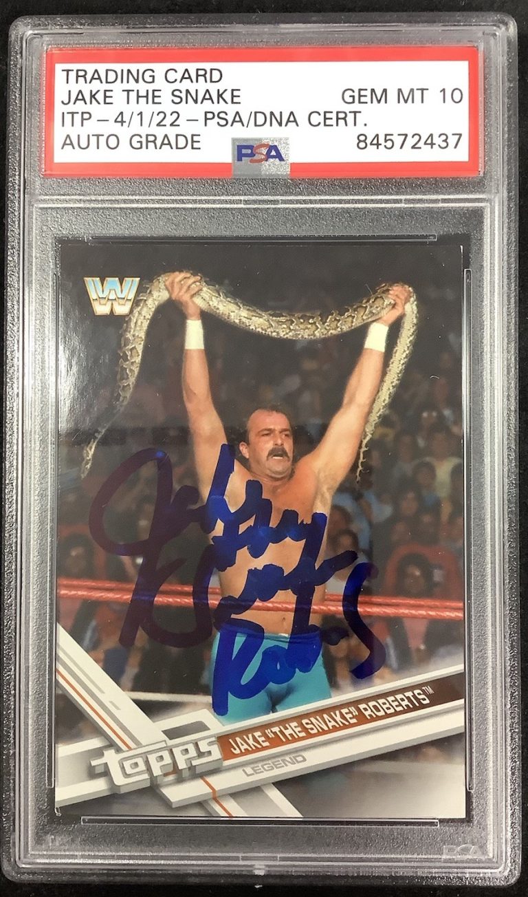 Jake Roberts Signed 2016 Topps #4 Wrestling Card Ins Auto WWE PSA/DNA GEM MT 10