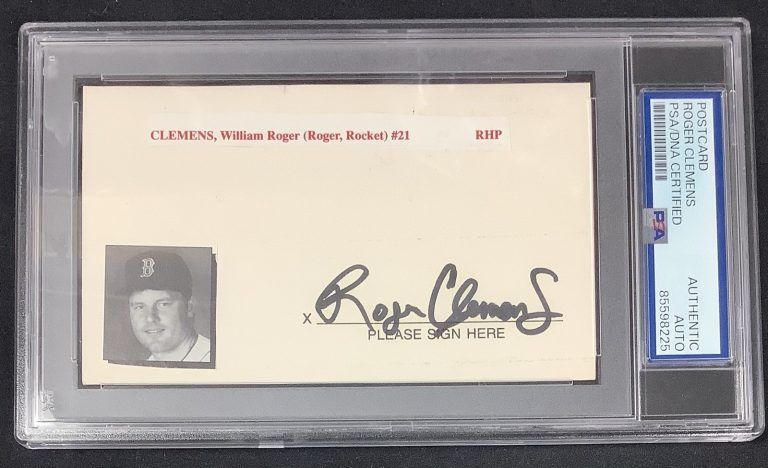 Roger Clemens Signed Index Card Baseball Boston RedSox Vintage Autograph PSA/DNA