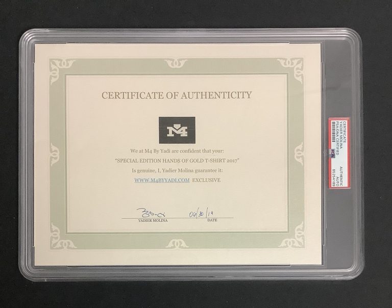 Yadier Molina Signed Certificate 2019 Cardinals Baseball Autograph PSA/DNA Jumbo