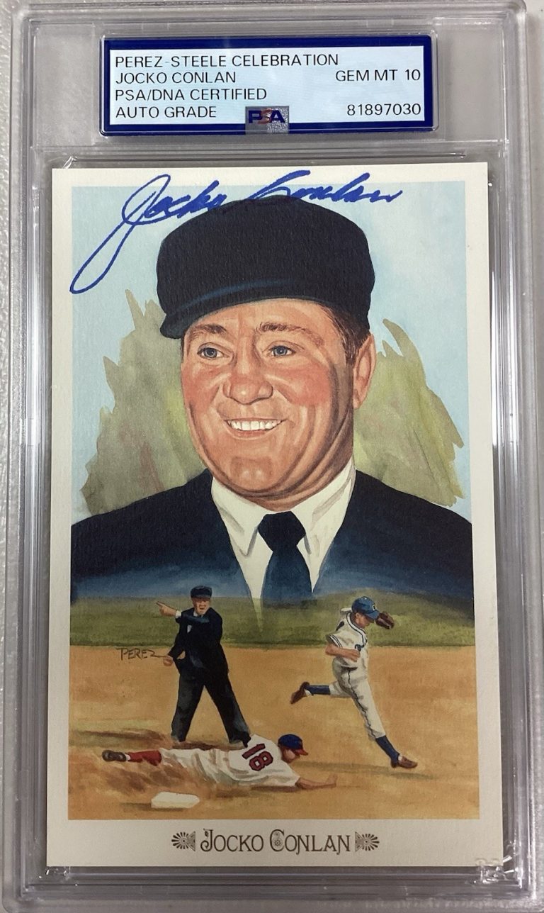 Jocko Conlan Signed Perez Steele Celebration Postcard Autograph PSA/DNA Gem 10