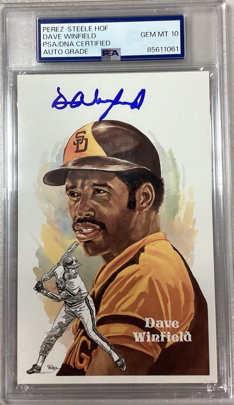 Dave Winfield Signed Perez Steele Postcard Baseball Padres Autograph PSA/DNA 10
