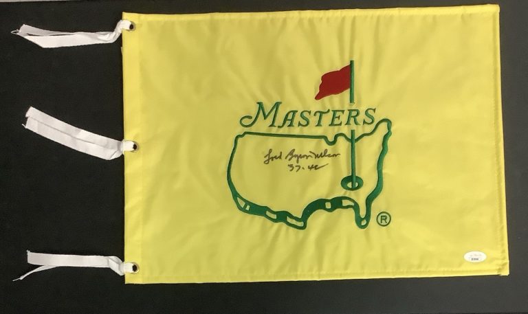 Lord Byron Nelson Signed Undated Masters Flag Golf 32-42 Autograph HOF RARE JSA