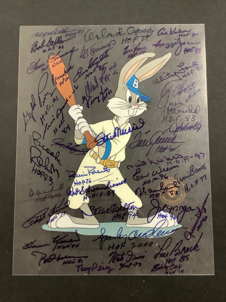 Baseball HOFers Multi Signed Bugs Bunny Cel 11x14 Seaver Musial Cox Auto JSA
