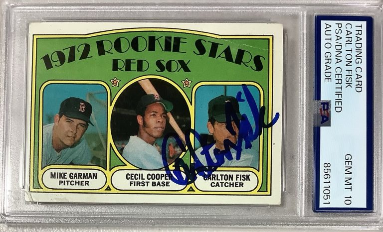 Carlton Fisk Signed 1972 Topps #79 Rookie RC Baseball Autograph PSA/DNA Gm 10 #1