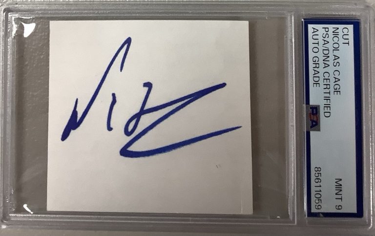 Nicolas Cage Signed Index Card Movie Actor Treasure Con Air Autograph PSA/DNA 9
