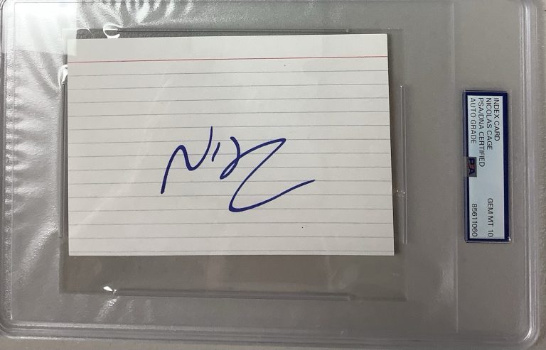 Nicolas Cage Signed Index Card Movie Actor Treasure Con Air Autograph PSA/DNA 10