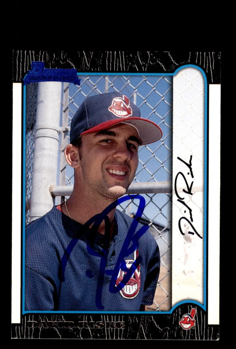 Signed Baseball Card Auto David Riske 1999 Bowman #120 Cleveland Indians