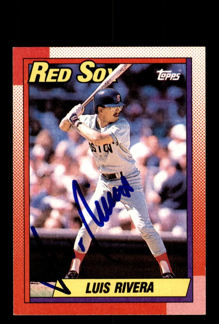 Signed Baseball Card Auto Luis Rivera 1990 Topps #601 Boston Red Sox