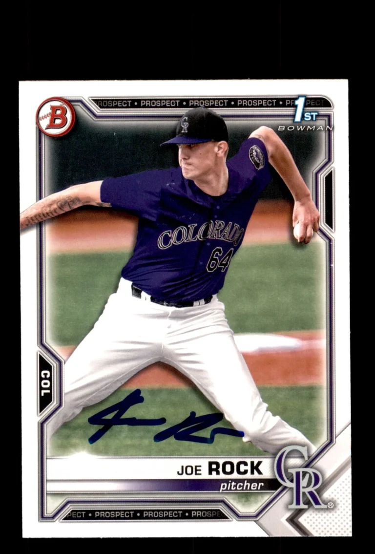 Signed Baseball Card Auto Joe Rock 2021 Bowman Draft #BD-154 Colorado Rockies