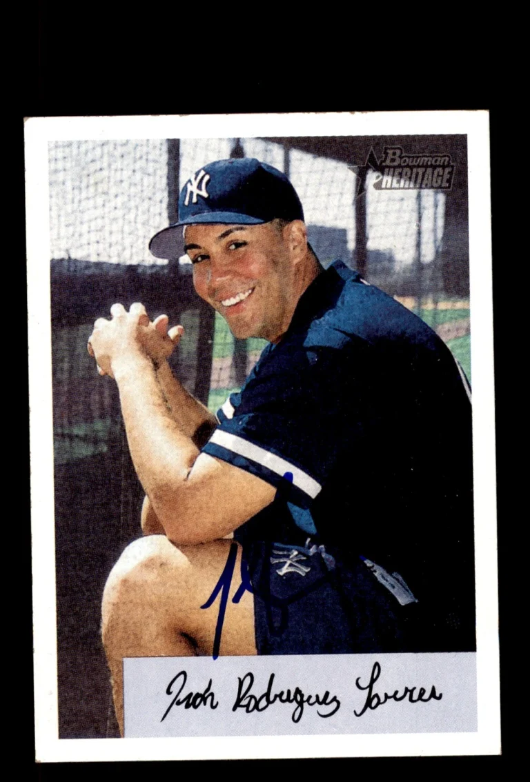 Signed Baseball Card Auto John Rodriguez 2002 Bowman Heritage #25 Yankees