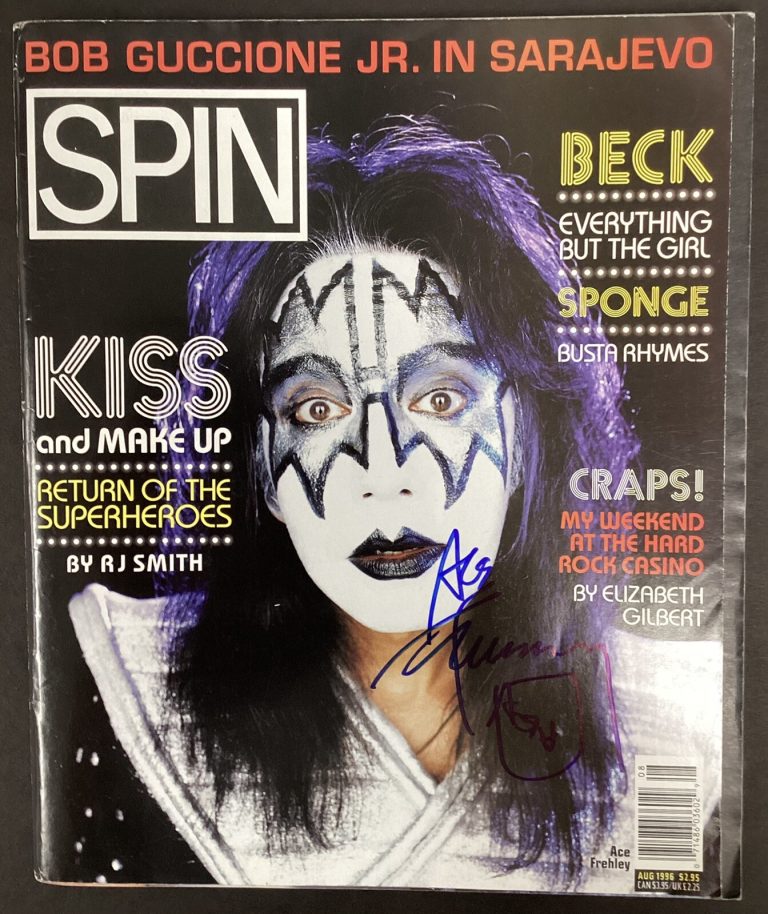 Ace Frehley Signed Magazine Spin Kiss Album Autograph Sketch 8/1996 JSA No Label
