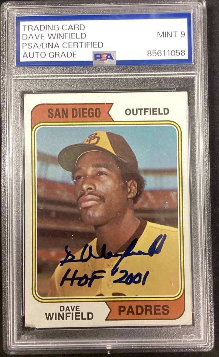 Dave Winfield Signed 1974 Topps #456 Baseball Card Padres Autograph RC PSA/DNA 9