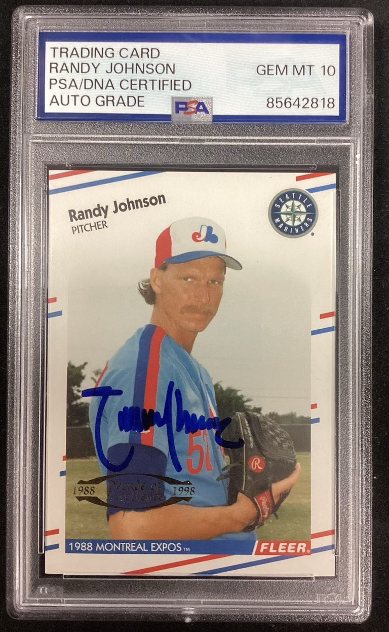 Randy Johnson Signed 1998 Fleer #8 Baseball Card HOF Autograph PSA/DNA Gem 10