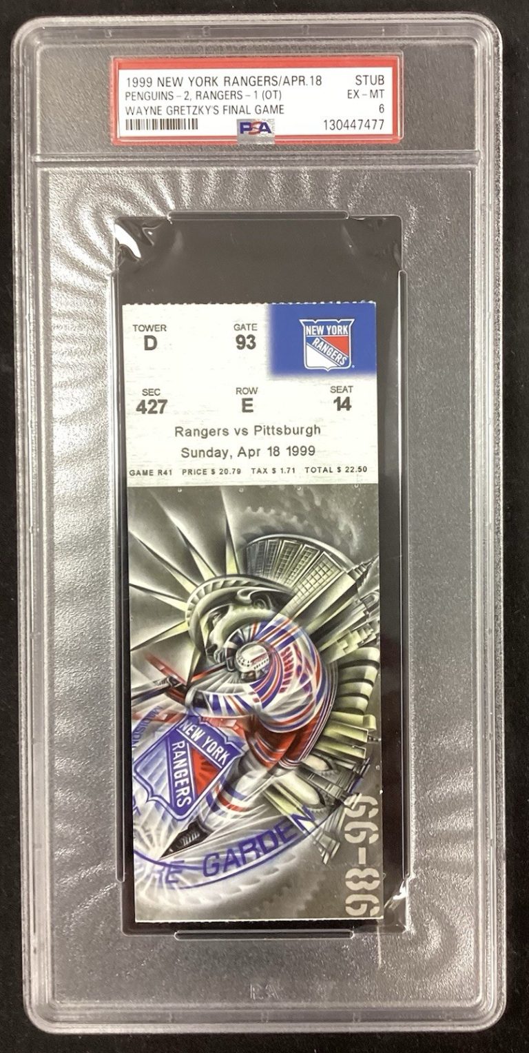 Wayne Gretzky Final Game Ticket Stub Rangers MSG 4/18/1999 Hockey HOF PSA/DNA 6