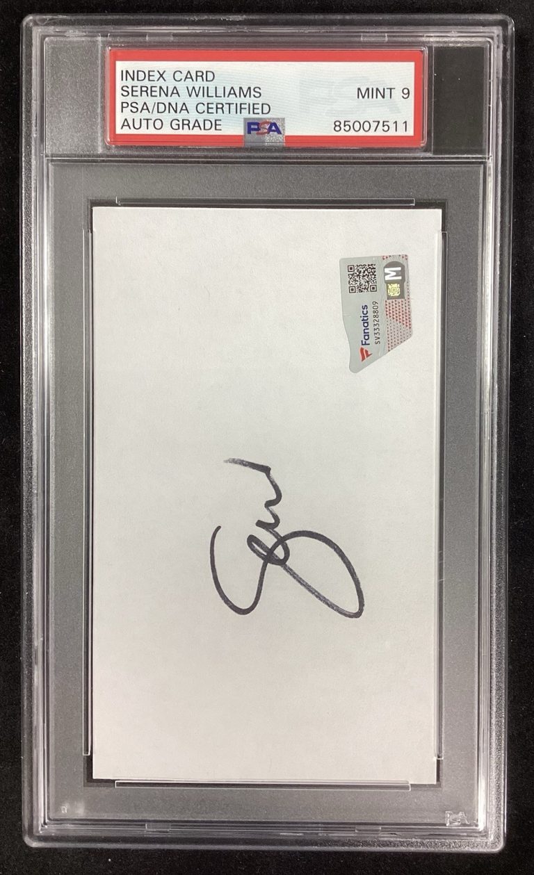Serena Williams Signed Index Card Tennis HOF Autograph Grand Slam PSA/DNA Mint 9