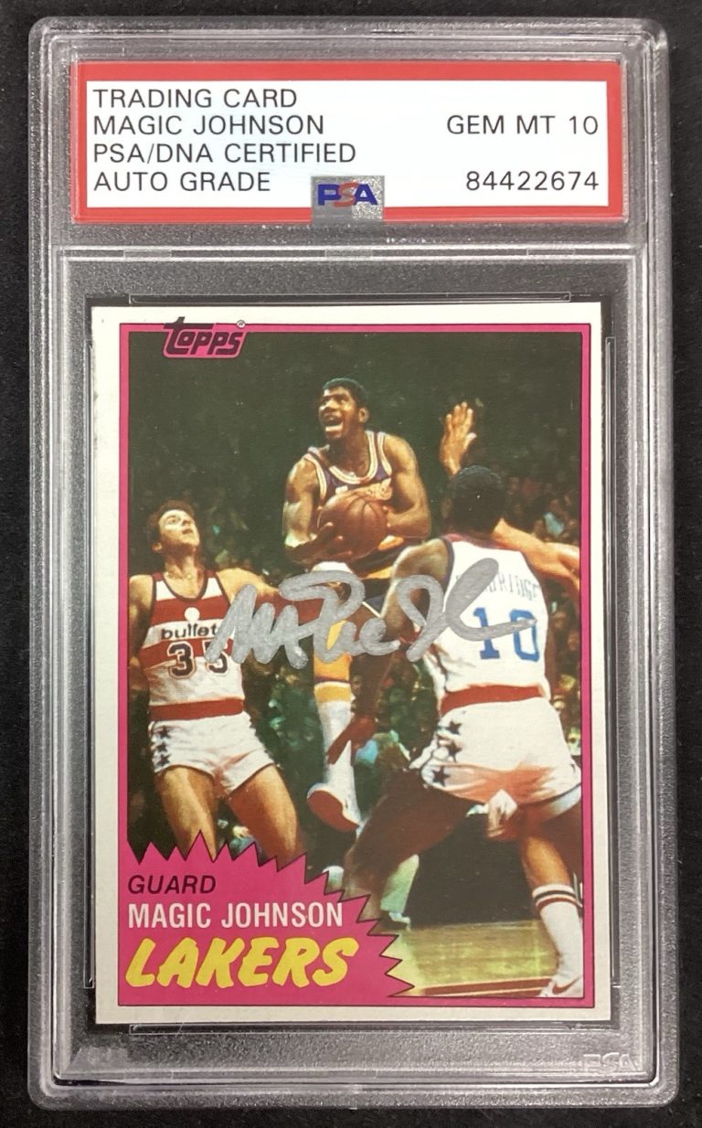 Magic Johnson Signed 1981 Topps #21 Card Lakers Autograph HOF PSA/DNA Gem MT 10