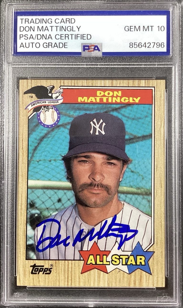 Don Mattingly Signed 1987 Topps #606 Baseball Card Yankees Autograph PSA/DNA 10