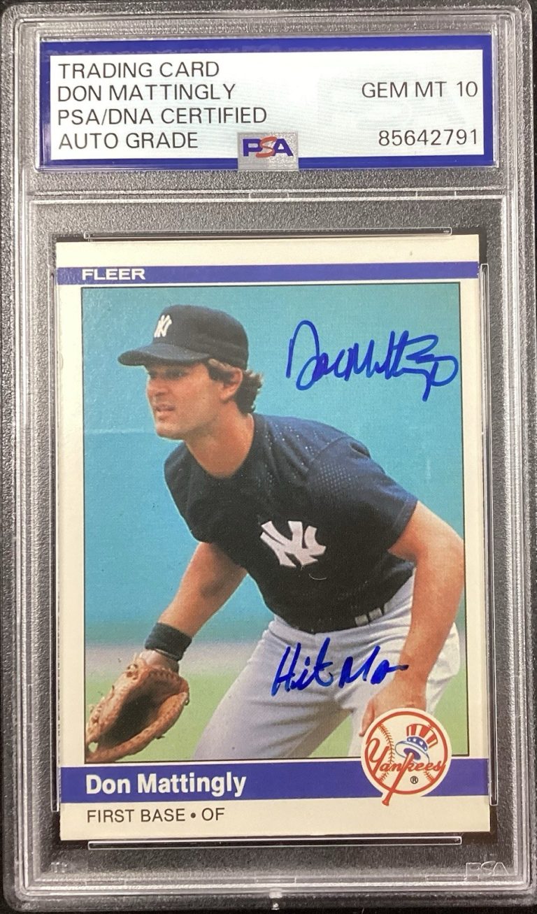 Don Mattingly Signed 1984 Fleer #131 Rookie Card Hit Man Autograph PSA/DNA 10