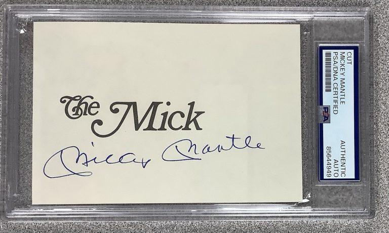 Mickey Mantle Signed Book Cut Index Postcard Baseball Yankees Autograph PSA/DNA