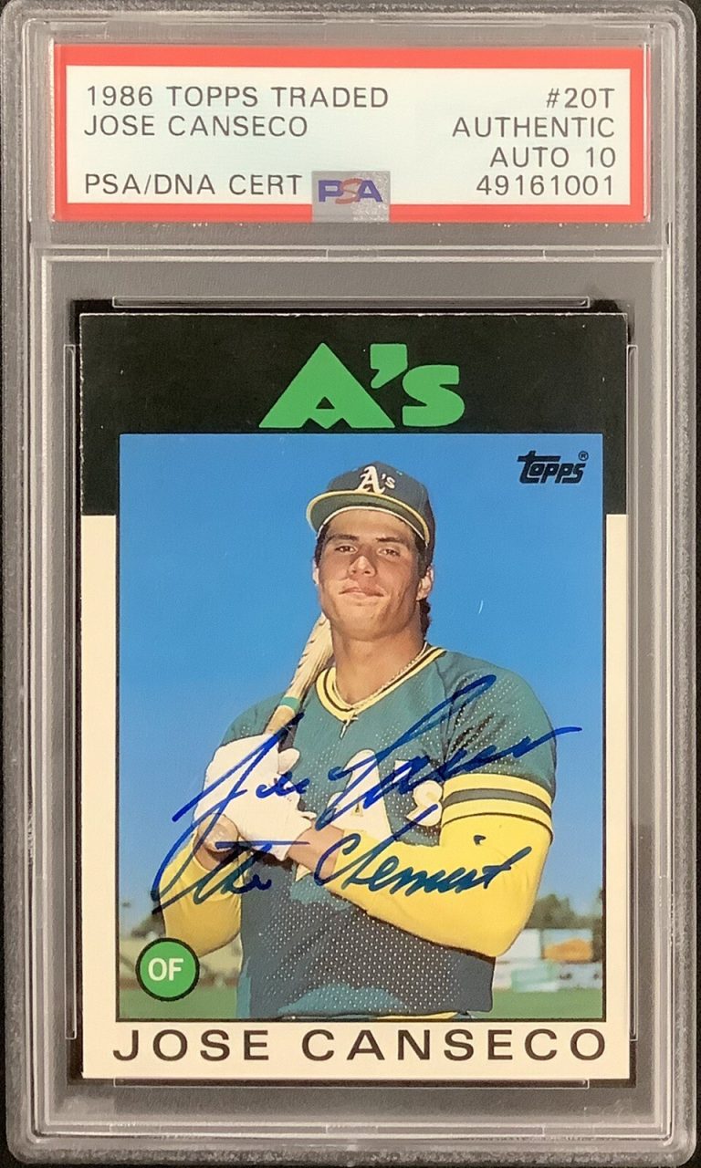 Jose Canseco Signed 1986 Topps #20T Rookie RC Chemist Autograph PSA/DNA Auto 10