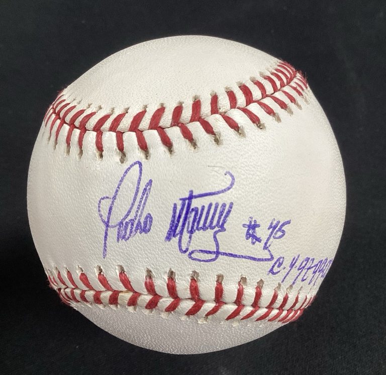Pedro Martinez Signed Baseball OMLB Red Sox 45 3x CY HOF Autograph TPG  #3