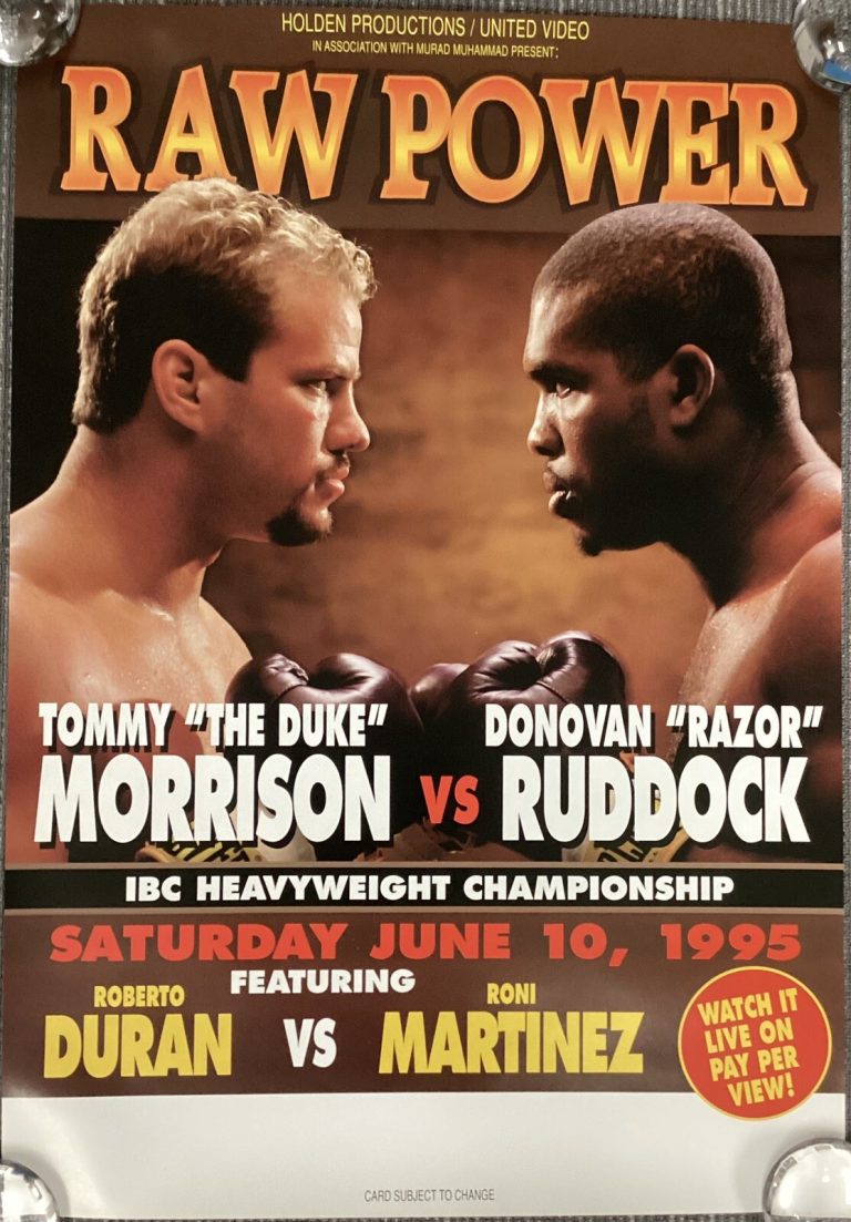 Tommy Morrison vs. Razor Ruddock Vintage Boxing Fight Poster Roberto Duran