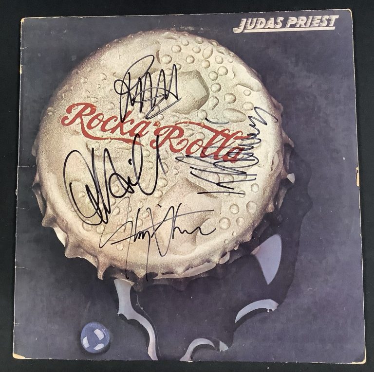Judas Priest Signed Album Vinyl 1974 Rocka Rolla 4X Autographs Rob Halford JSA