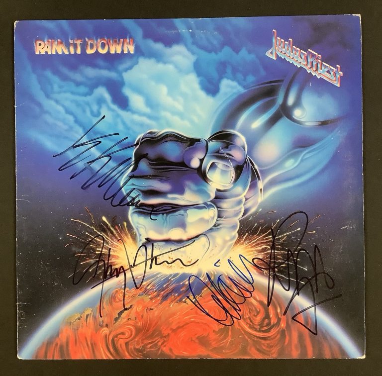 Judas Priest Signed Album Vinyl 1988 Ram It Down 4X Autographs Rob Halford JSA