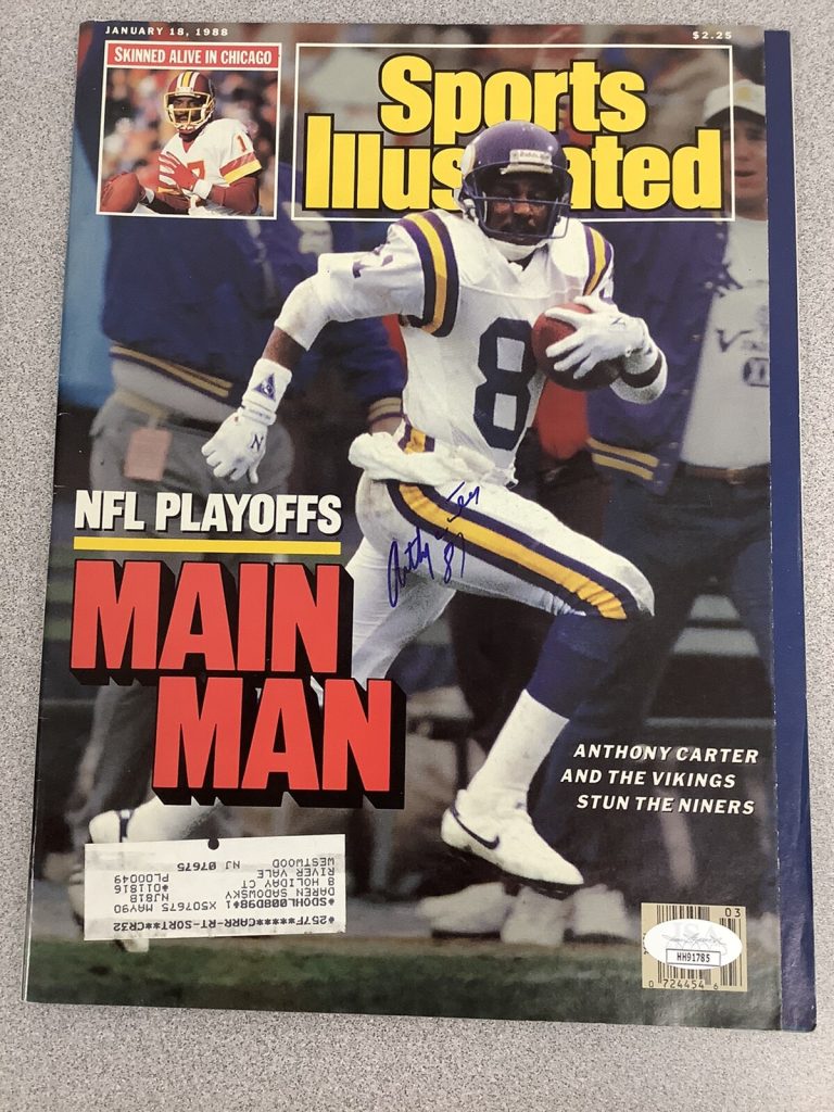 Anthony Carter Signed Sports Illustrated Mag Vikings Autograph JSA 1/18/88