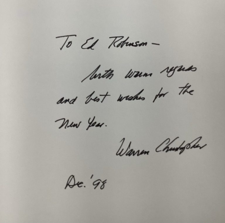 Warren Christopher Signed Book In The Stream Secretary Of State Autograph JSA
