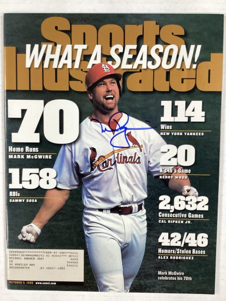 Mark McGwire Signed Sports Illustrated 10/5/98 Cardinals A’s Baseball Autograph