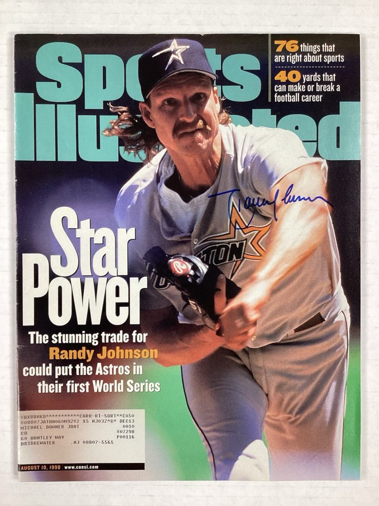 Randy Johnson Signed Sports Illustrated 8/10/98 Mariners Baseball Autograph JSA