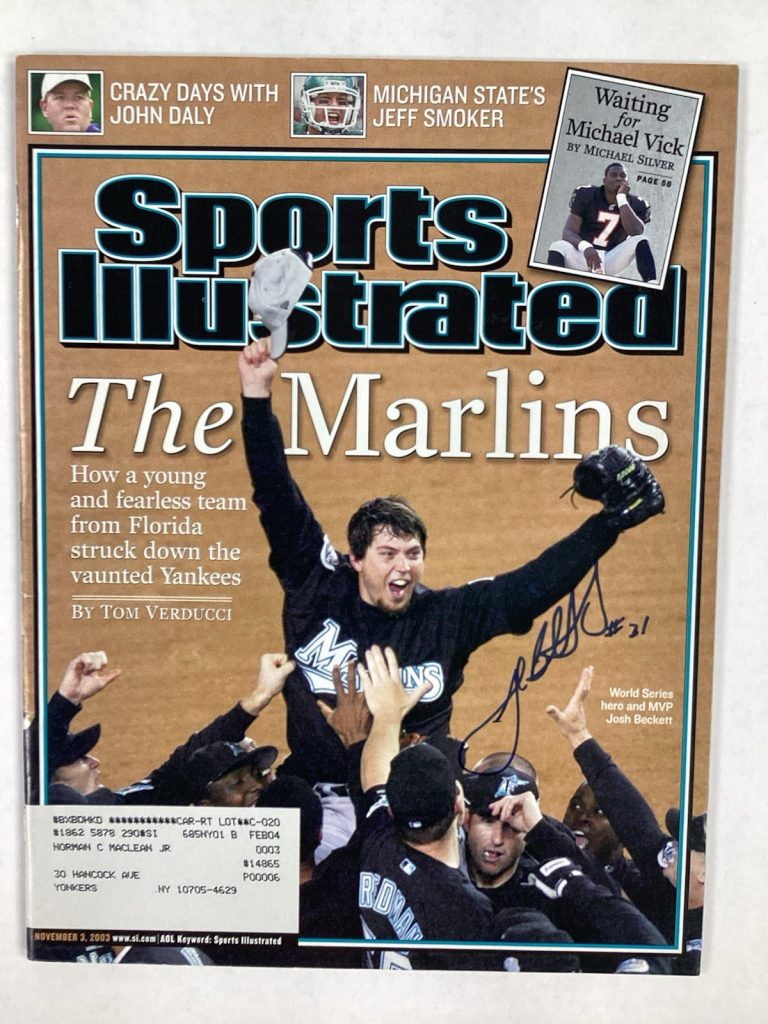 Josh Beckett Signed Sports Illustrated 11/3/03 Marlins Baseball Autograph JSA