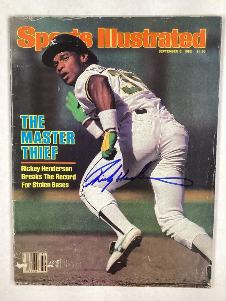 Rickey Henderson Signed Sports Illustrated 9/6/82 A’s HOF Baseball Autograph JSA