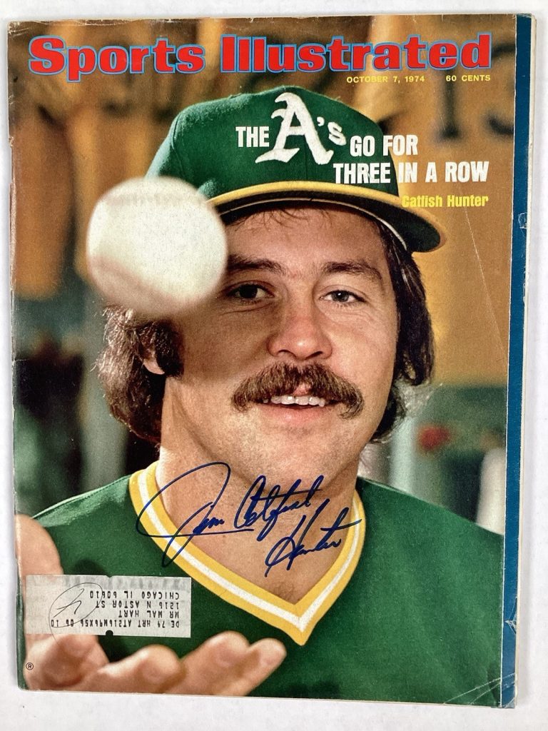 Jim Catfish Hunter Signed Sports Illustrated 10/7/74 A’s Baseball Autograph JSA
