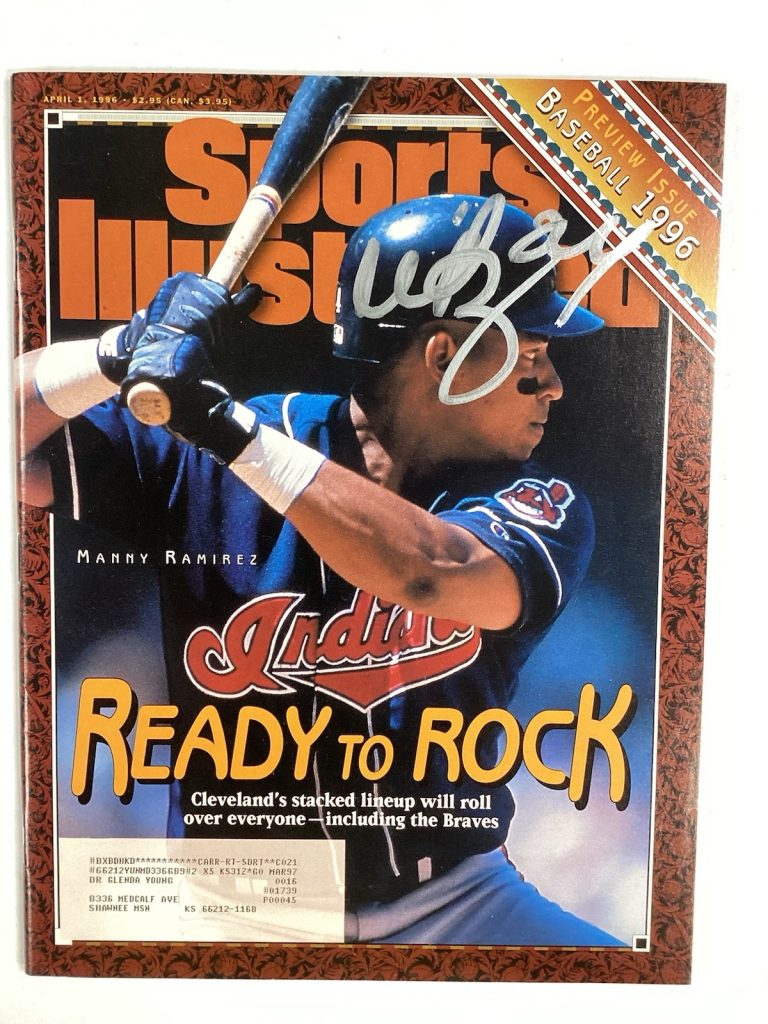Manny Ramirez Signed Sports Illustrated 4/1/96 Indians Baseball Autograph JSA