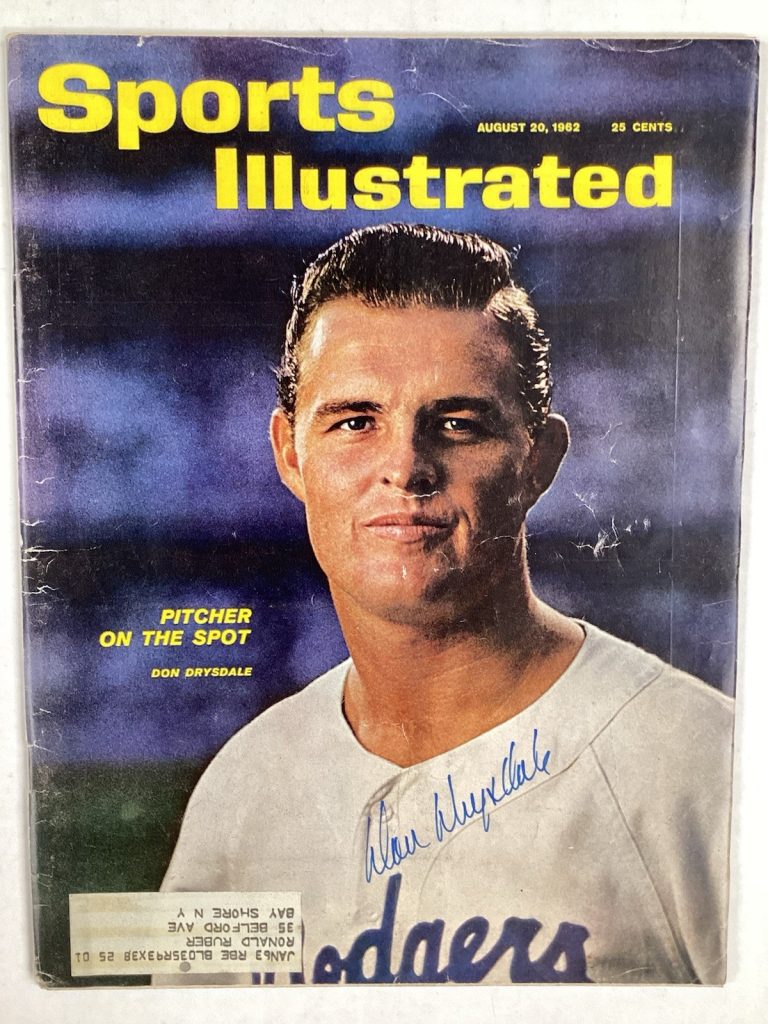 Don Drysdale Signed Sports Illustrated 8/20/62 Dodgers Baseball Autograph JSA
