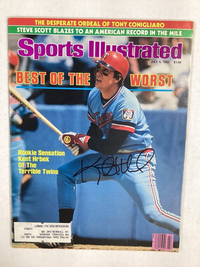 Kent Hrbek Signed Sports Illustrated 7/5/82 Twins Baseball Autograph JSA