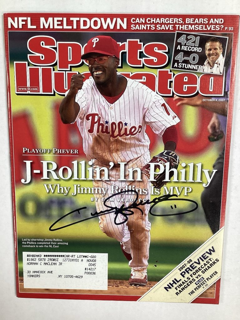 Jimmy Rollins Signed Sports Illustrated 10/8/07 Phillies Baseball Autograph JSA