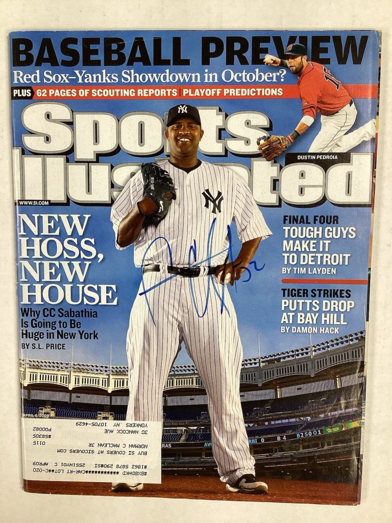 CC Sabathia Signed Sports Illustrated 4/6/09 New York Yankees HOF Autograph JSA