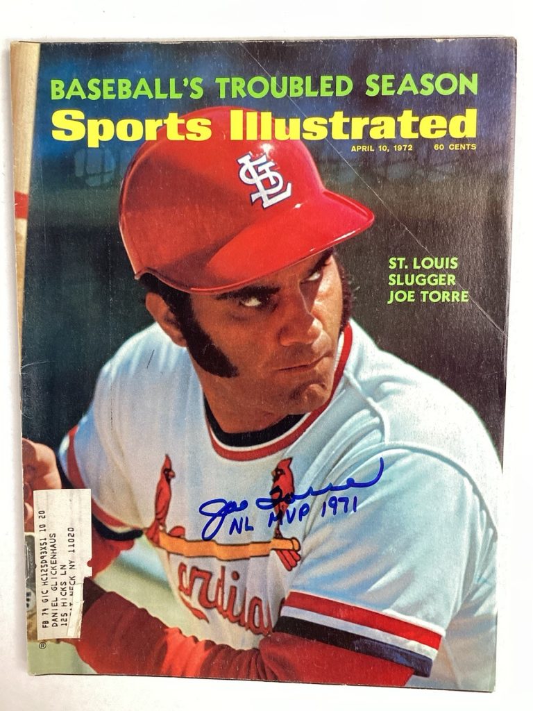 Joe Torre Signed Sports Illustrated 4/10/72 Cardinals Baseball HOF Autograph JSA