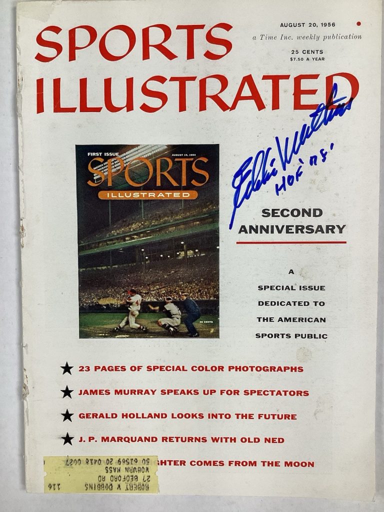 Ed Mathews Signed Sports Illustrated 8/20/56 Atlanta Braves HOF 78 Autograph JSA