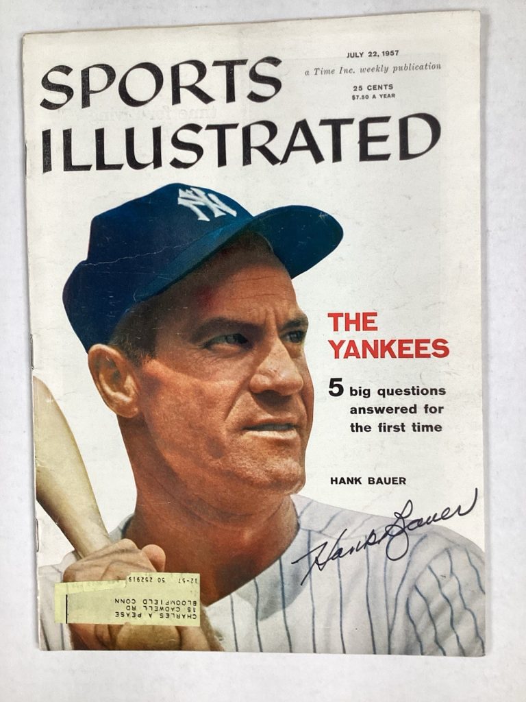 Hank Bauer Signed Sports Illustrated 7/22/57 New York Yankees Autograph JSA
