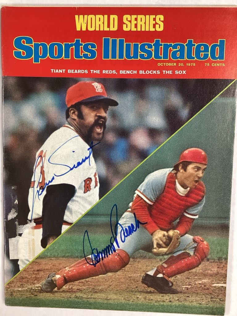 Luis Tiant Johnny Bench Signed Sports Illustrated 10/20/75 Reds Red Sox JSA